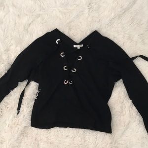 black lace front long sleeve
